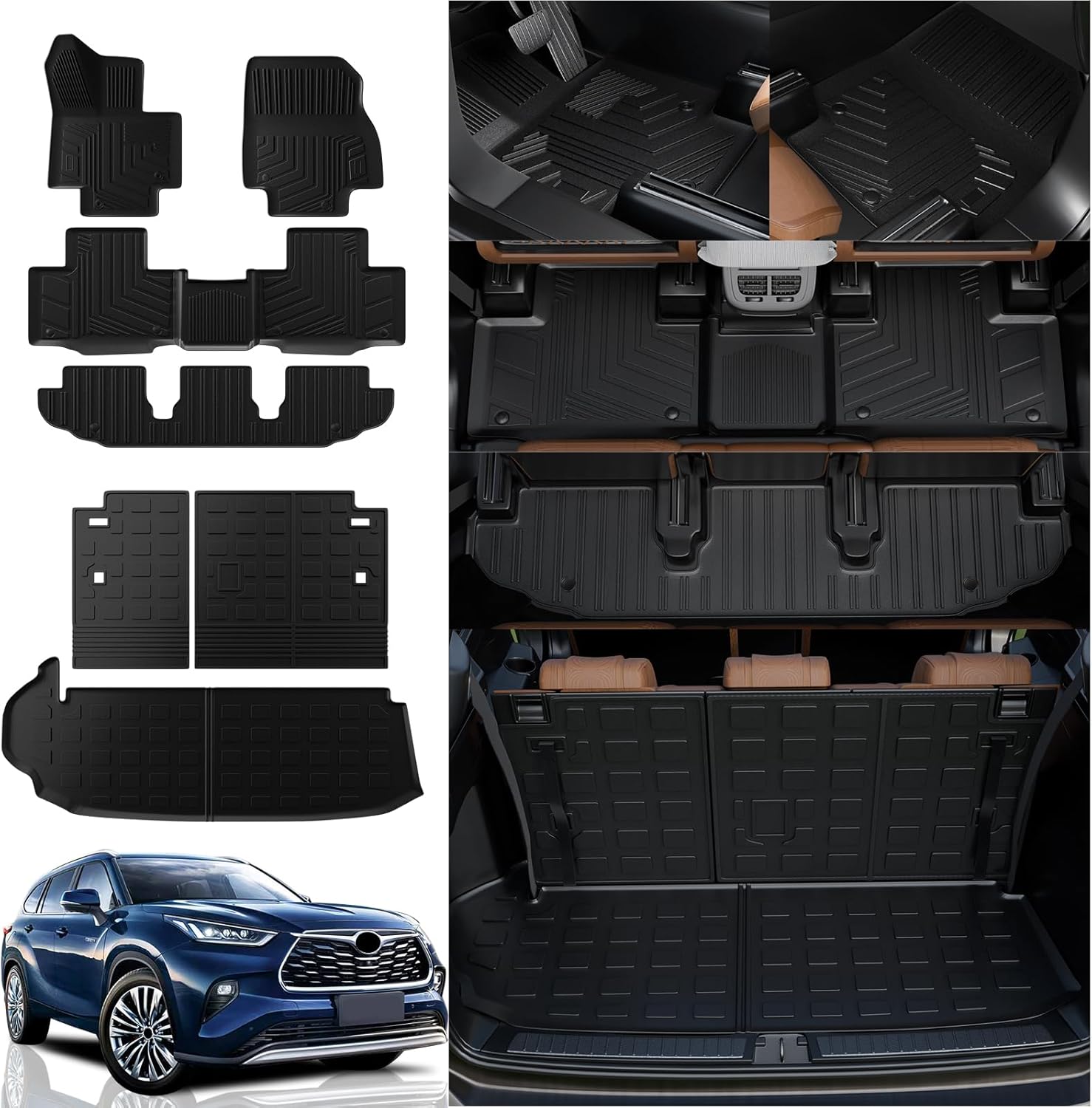 Toyota Highlander Trunk Mat Set with Backrest & Floor Mats