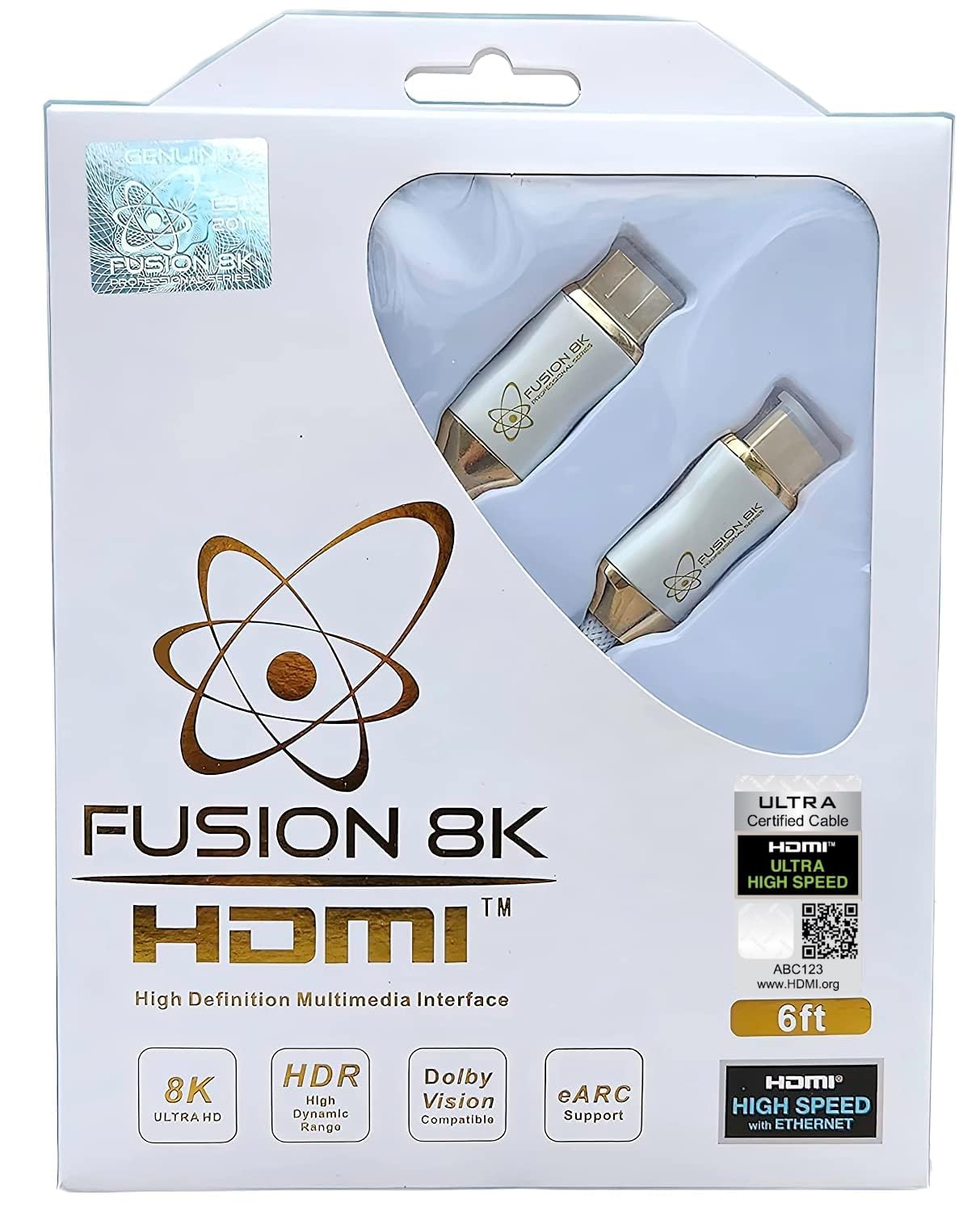 White HDR HDMI 2.1 Certified Cable for 8K and 4K Gaming