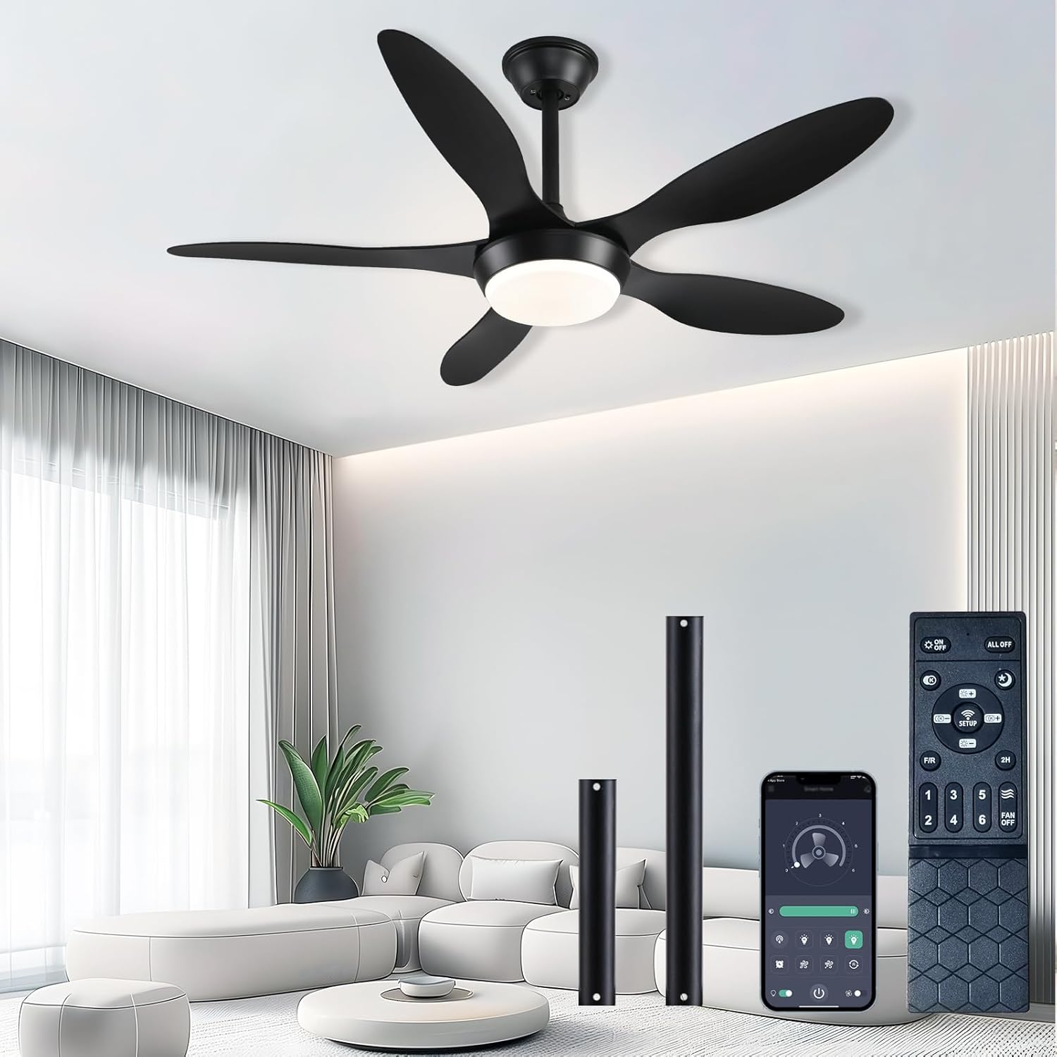 46 Inch Ceiling Fan with Light and Remote for Modern Homes
