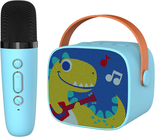 Portable Dino Karaoke: Kids' Music Fun! Bluetooth Mic, Wireless Speaker