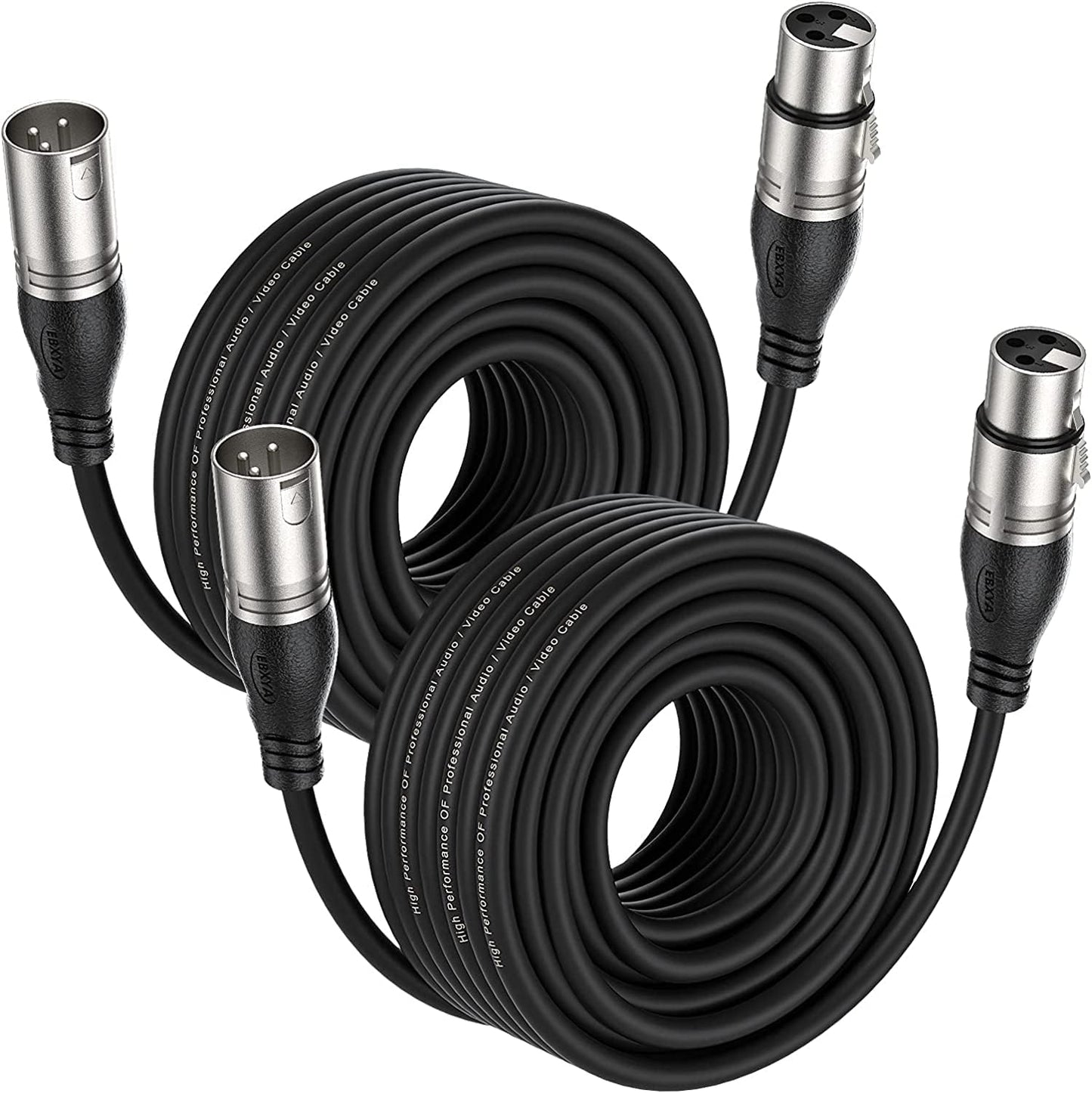 Premium 75ft XLR Cable 2 Packs for Microphone and Speaker Use