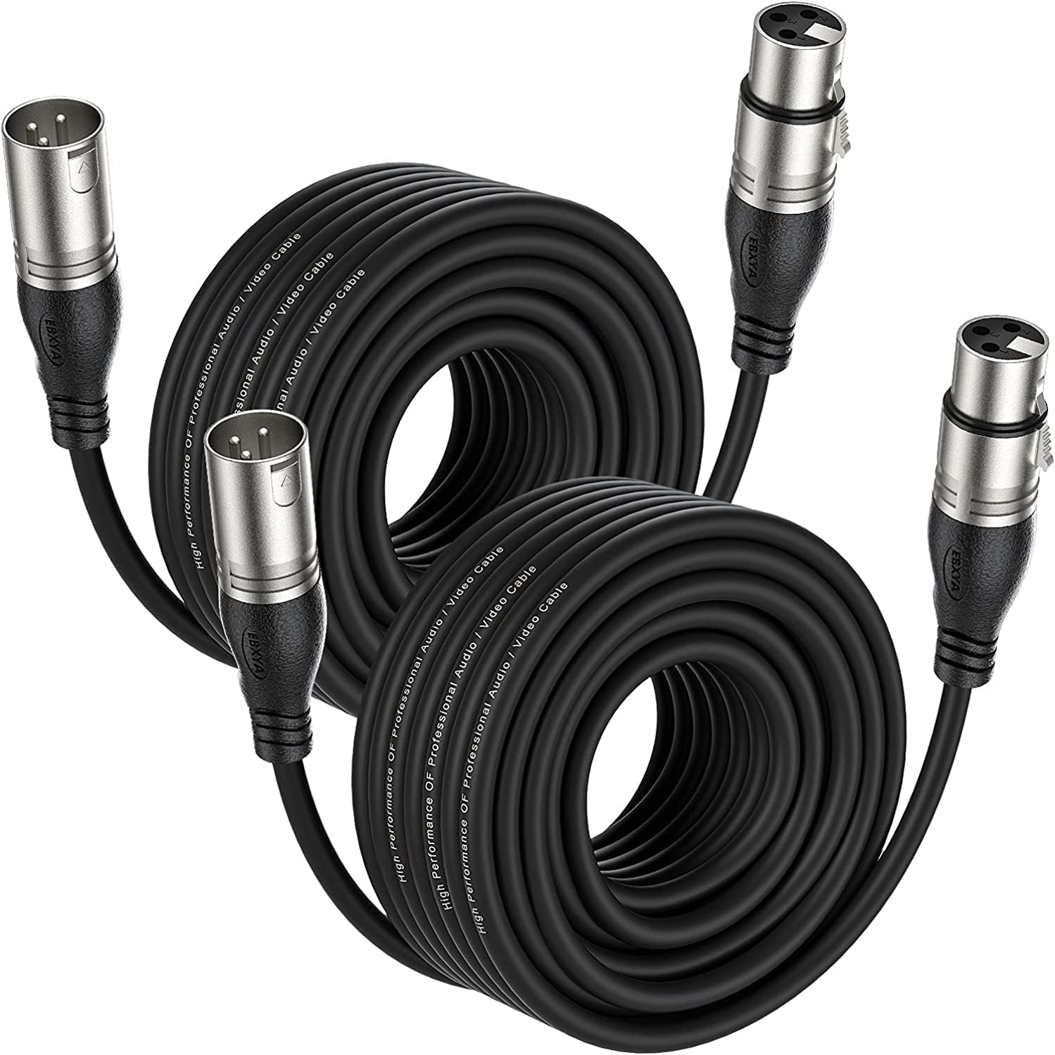 Premium 75ft XLR Cable 2 Packs for Microphone and Speaker Use