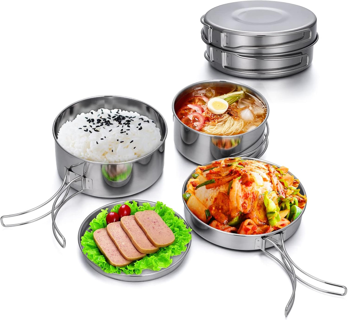 Lixada Stainless Steel Camp Cook Set - Lightweight & Portable