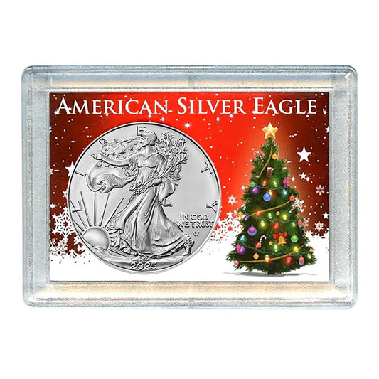 2025 American Silver Eagle Uncirculated in Deluxe Christmas Holder