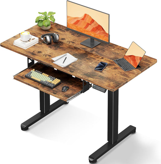 Height-Adjustable Electric Standing Desk - Rustic Brown