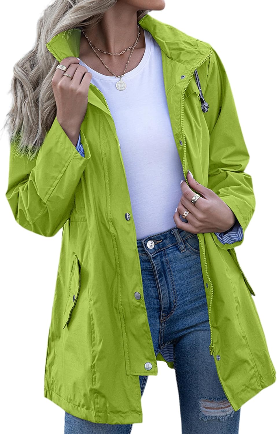 Kikibell Lightweight Rain Jacket for Women - Waterproof Windbreaker