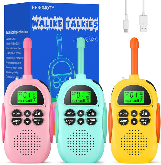 Walkie Talkies for Kids Rechargeable 3 Pack for Outdoor Fun