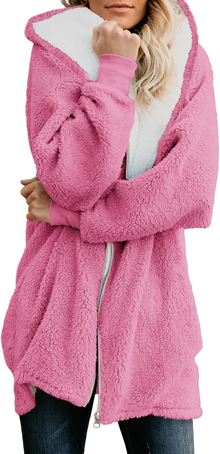 Yanekop Womens Oversized Sherpa Jacket for Cozy Winter Wear