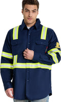 SRsafety Hi Vis FR Shirts for Men 7.0oz Long Sleeve - Flame Resistant