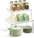 Clear Kitchen Cabinet Organizer Set of 2 - Stackable Acrylic Spice