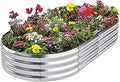 Galvanized Raised Garden Bed Oval Metal Garden Box - Durable Outdoor