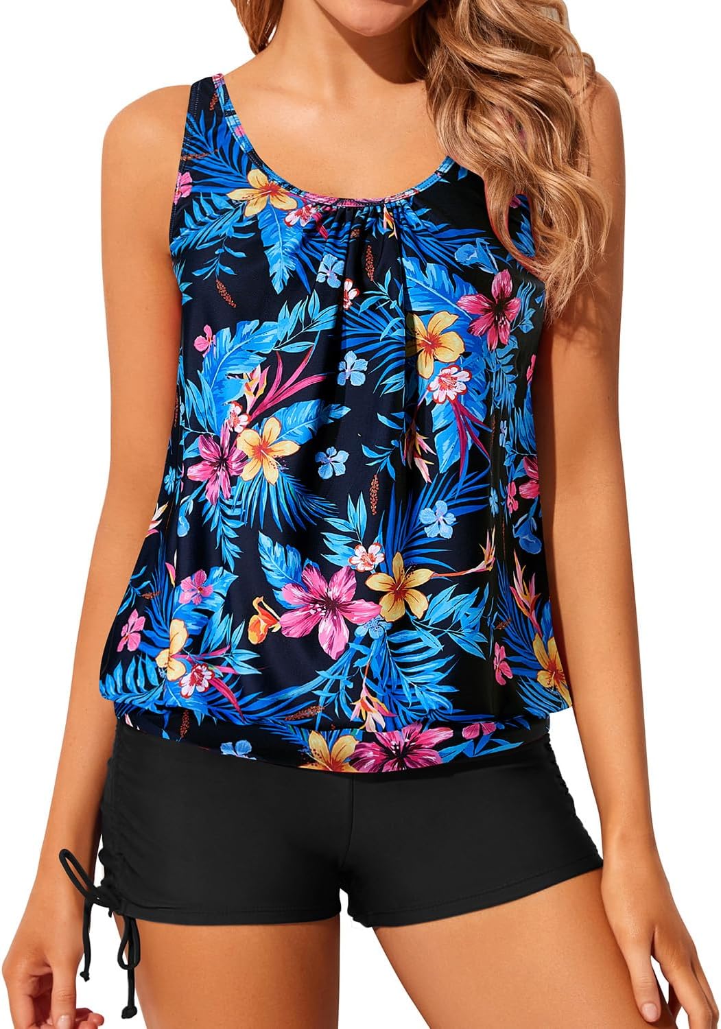 Yonique Blouson Tankini Swimsuits for Women with Boyshorts