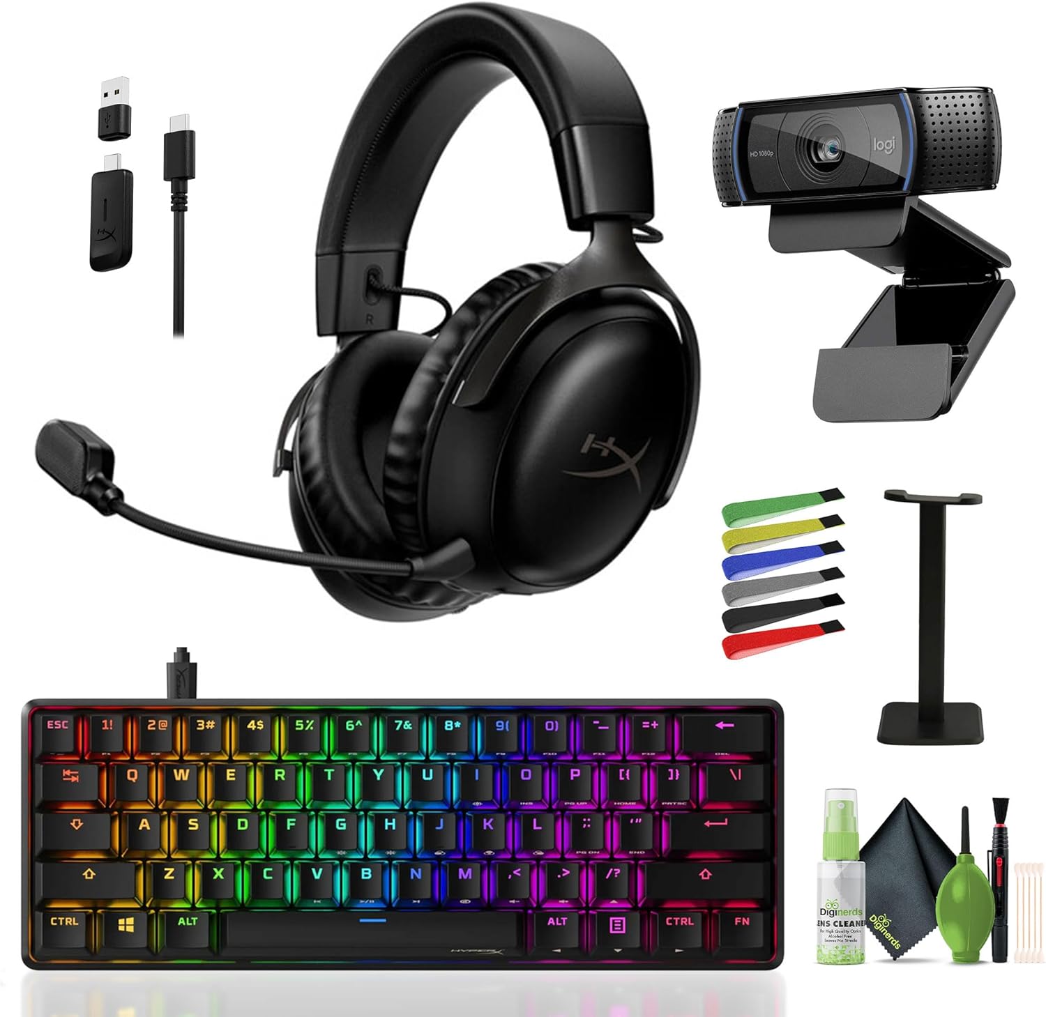 HyperX Ultimate Gaming Bundle: Wireless Headset, Mic, Stand, Webcam, Mech Keyboard