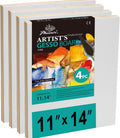 Gesso Boards for Painting 11x14 4 Pack - Ready-to-Paint Cradled Panels