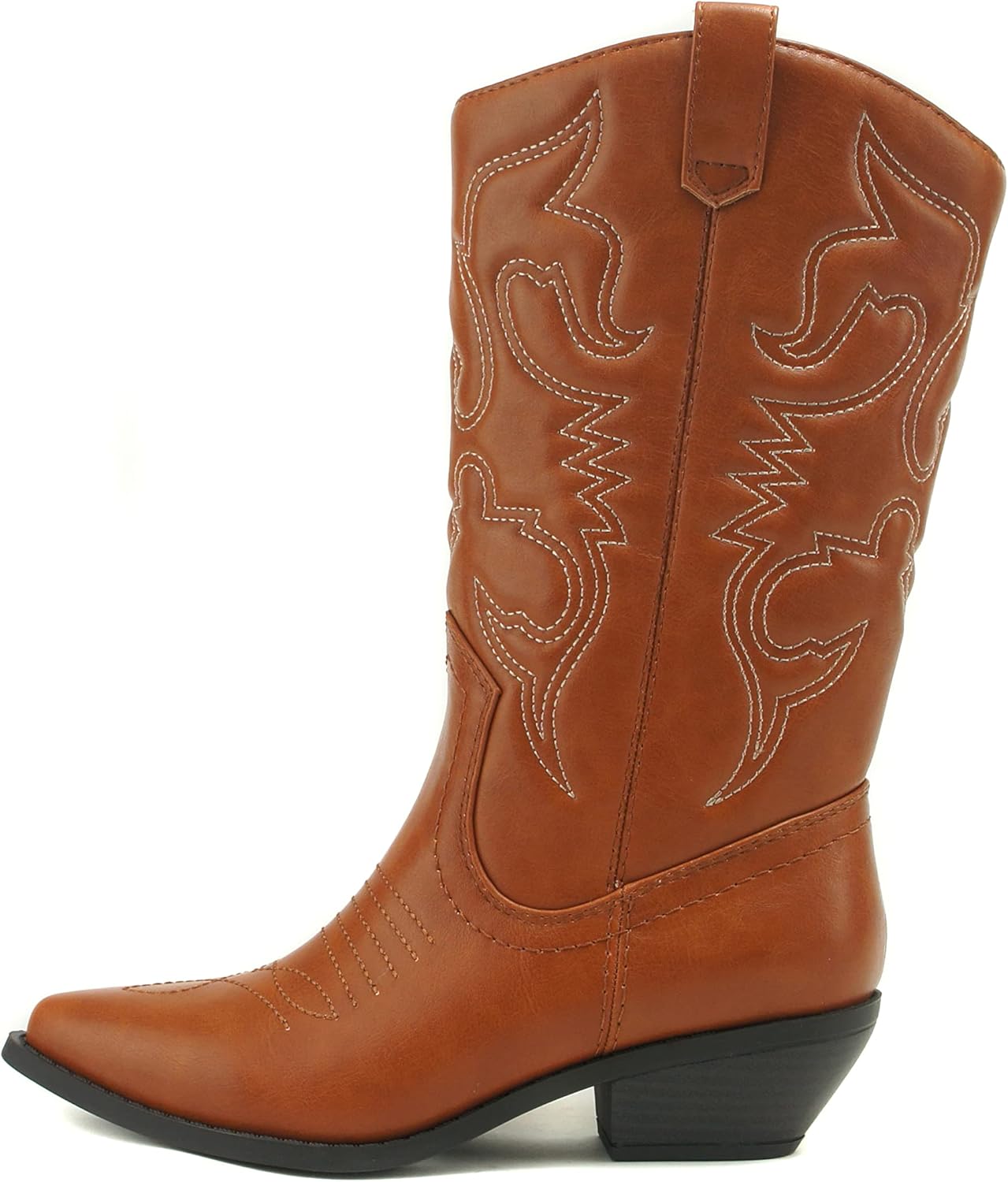 Soda Red Reno Western Cowboy Pointed Toe Knee High Boots