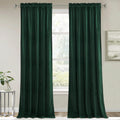 RYB HOME Velvet Curtains & Drapes - Half Blackout Hunter Green 52x108