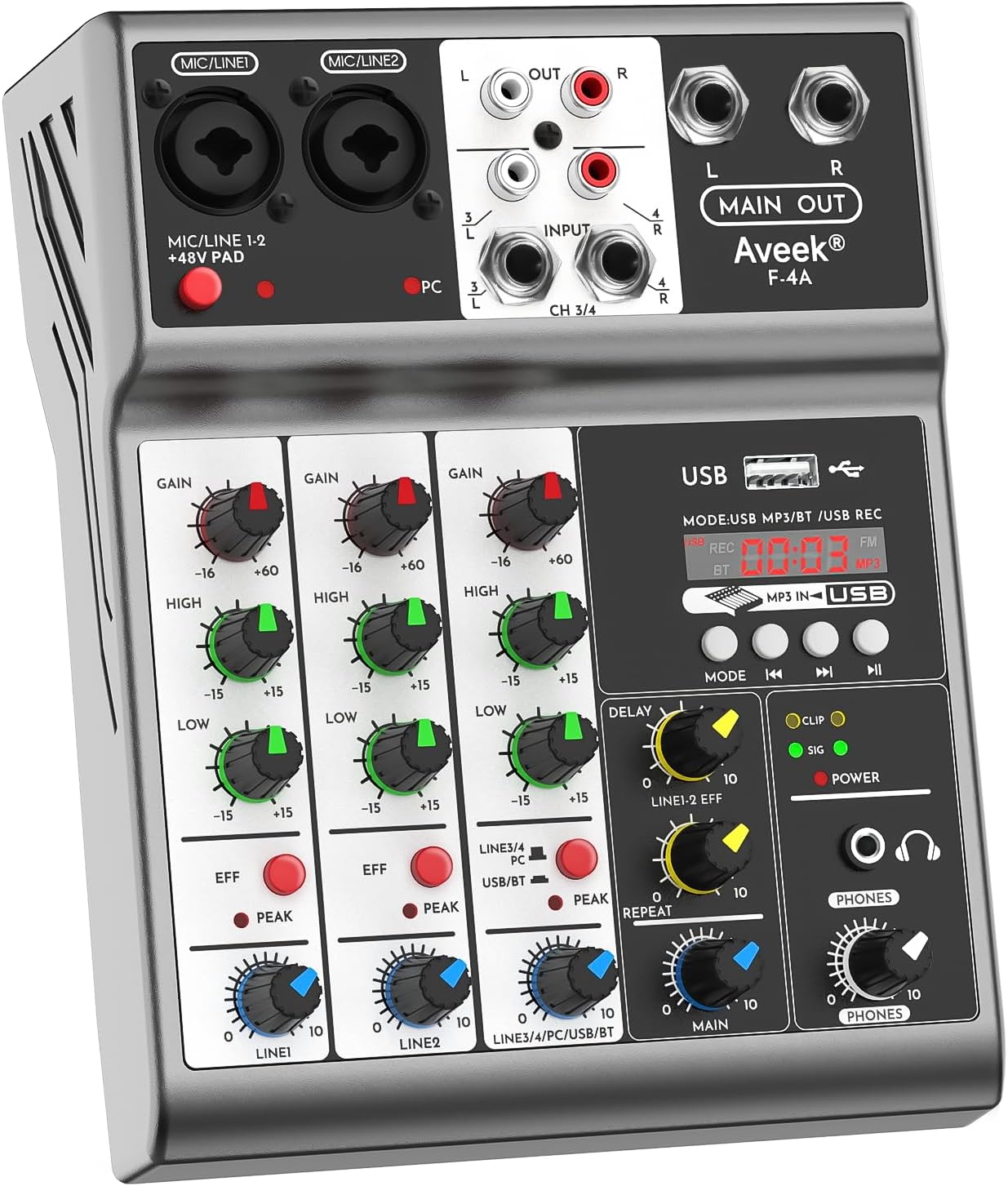 Aveek Professional Audio Mixer for Recording and Live Streaming