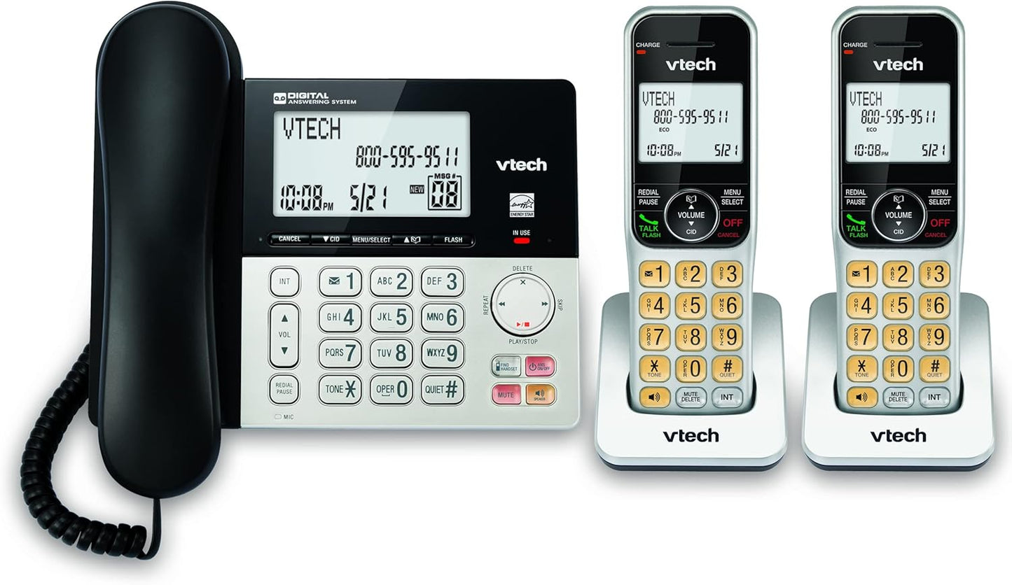 VTech VG208-2 DECT 6.0 Corded/Cordless Phone with Features