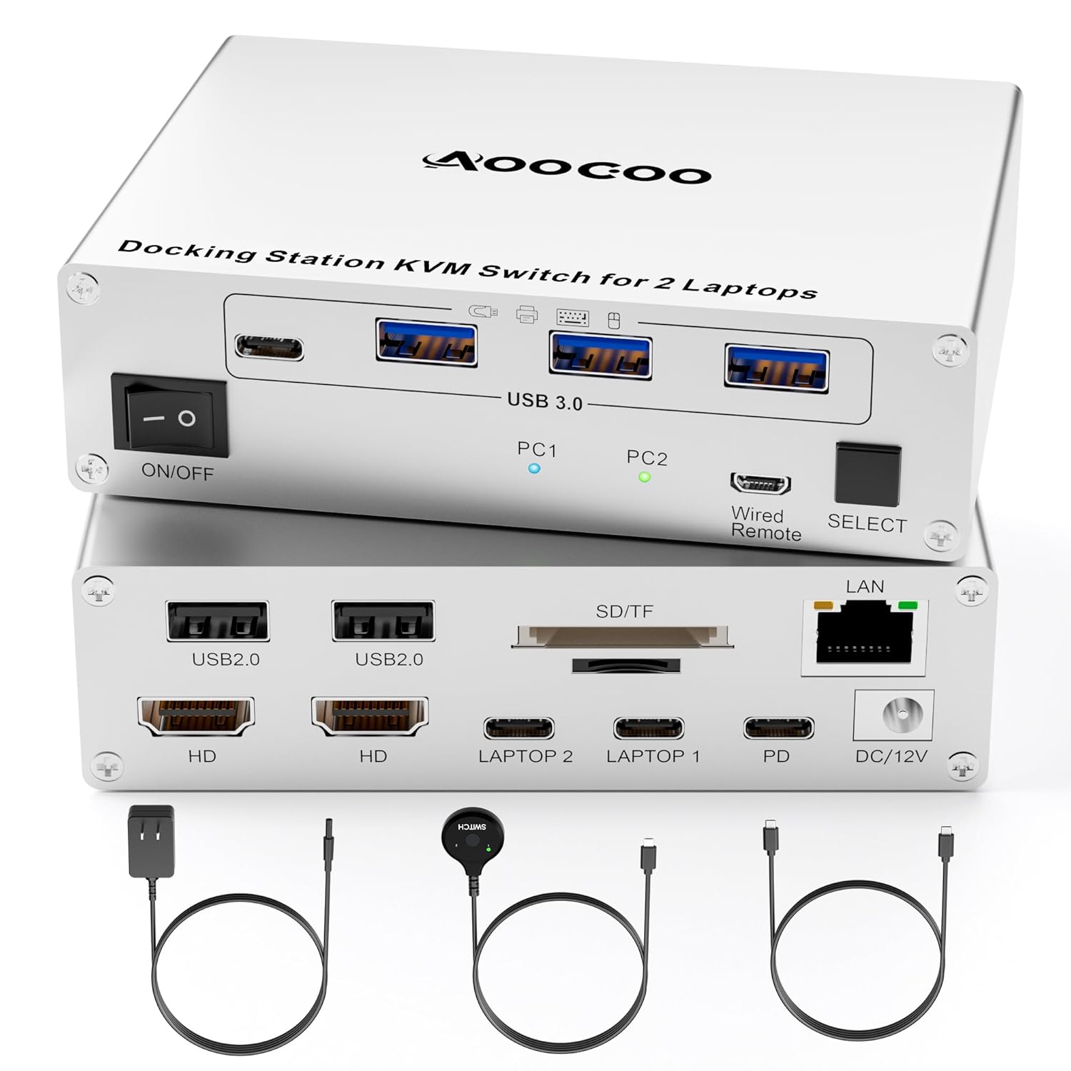 4K USB C KVM Switch Dock for Dual Monitors and Laptops