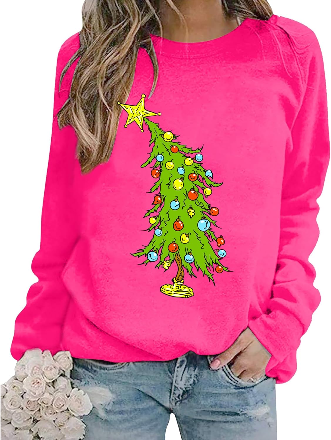 Merry Christmas Tree Sweatshirt by Ladicme