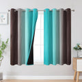 Estelar Textiler Brown and Teal Blackout Curtains 45 in Length - Light