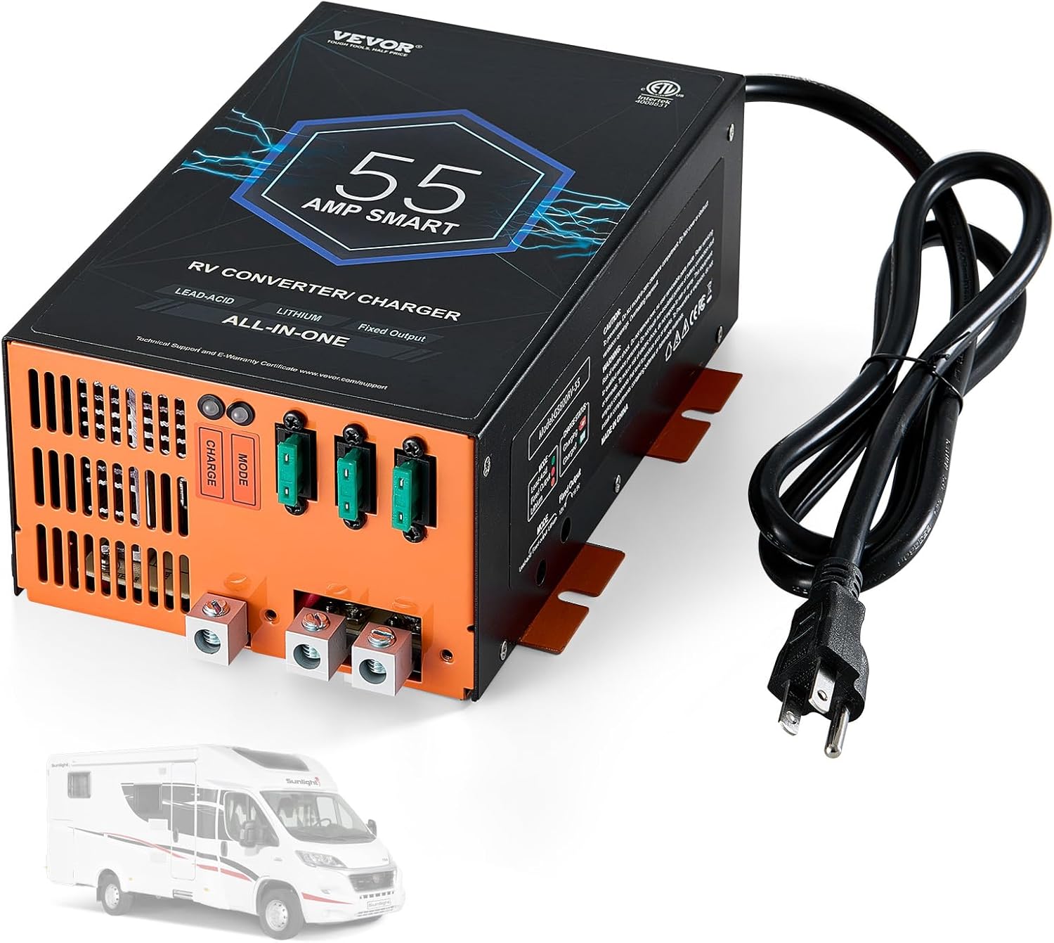 VEVOR RV Converter 55 Amp 110V AC to 12V DC Power Charger