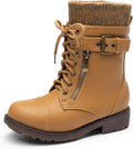 DREAM PAIRS Girl's Mid Calf Combat Ankle Lace up Boots - Warm, Easy on