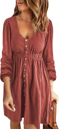 Casual Fall Dresses for Women Long Sleeve Button Down Mini - Empire