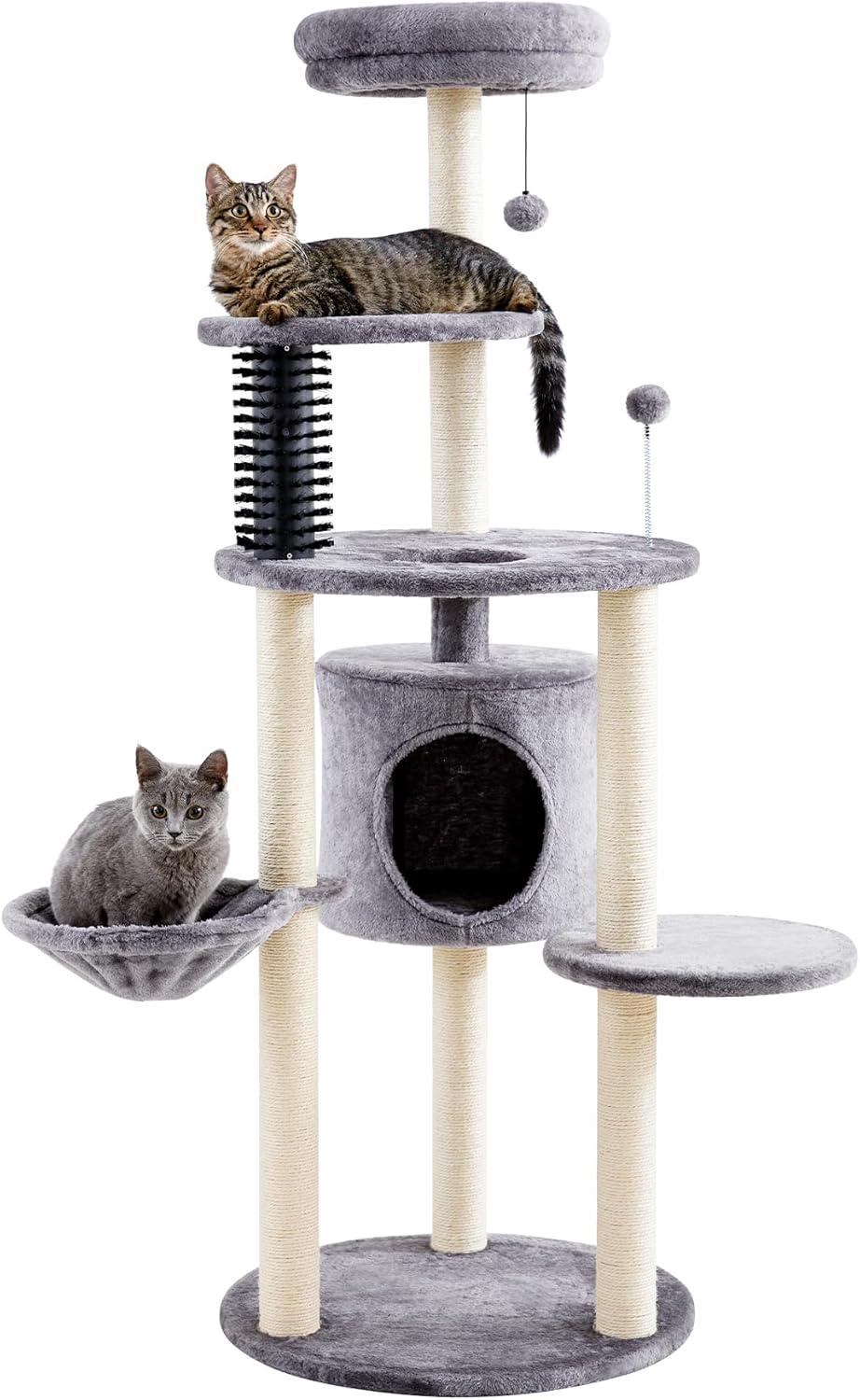 60.2 in Tall Cat Tree for Indoor Cats with Cozy Hammock