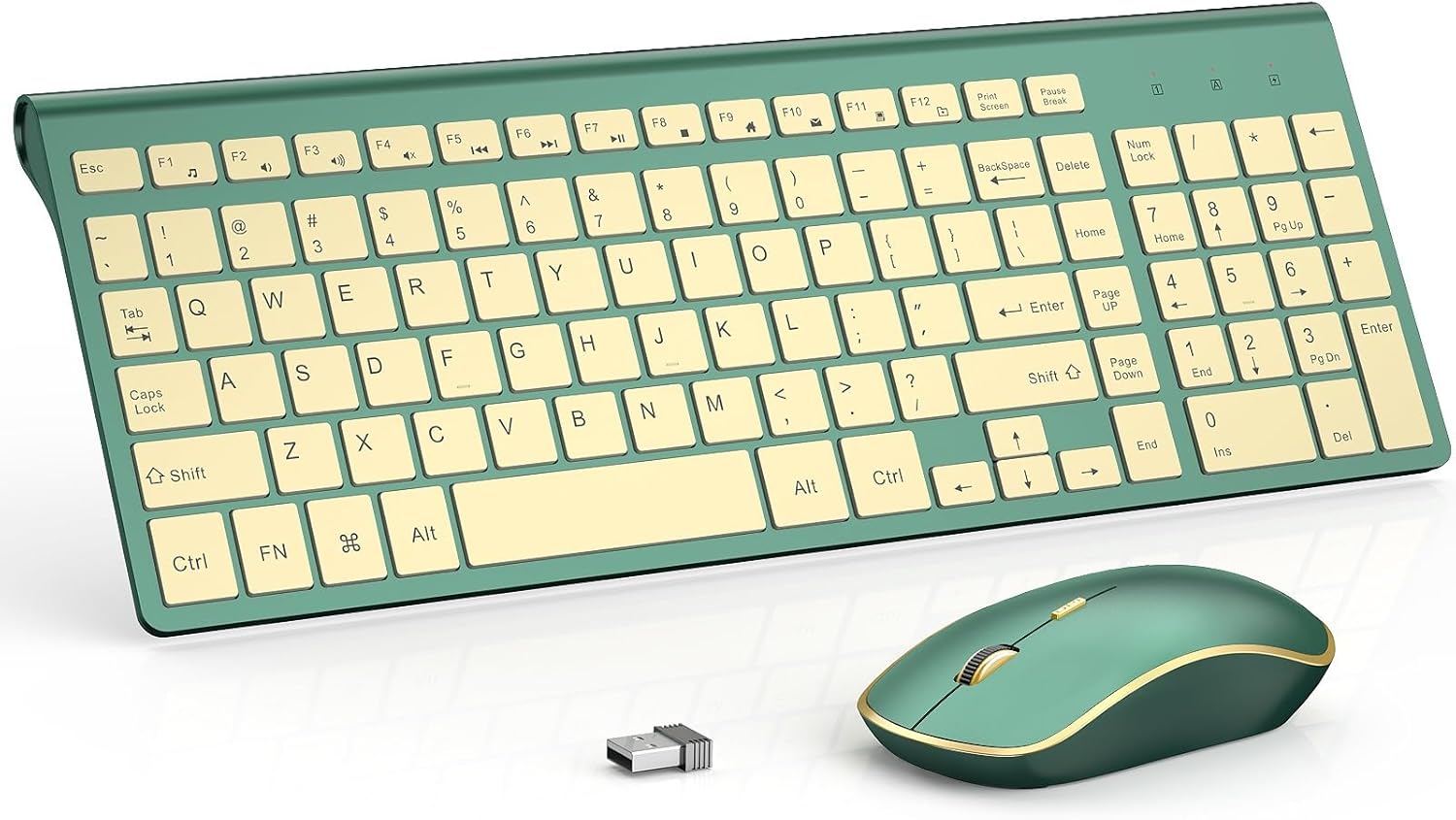 Ergonomic Wireless Keyboard & Mouse Combo - Cangling Green