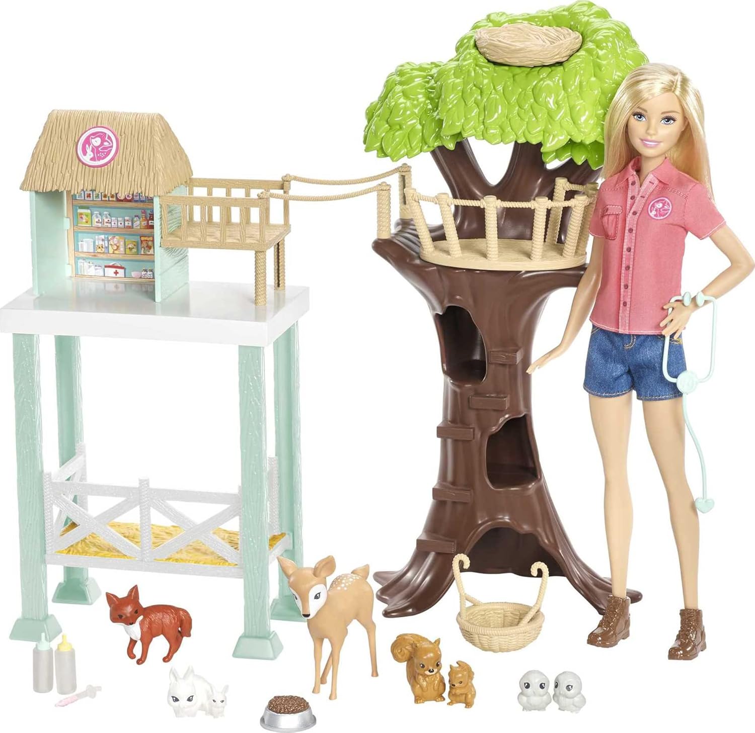 Barbie Vet Doll & Playset: Animal Rescuer Theme with 8 Figures