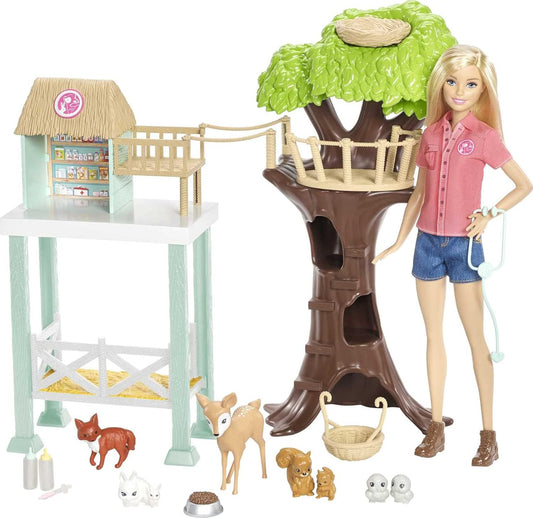 Barbie Vet Doll & Playset: Animal Rescuer Theme with 8 Figures