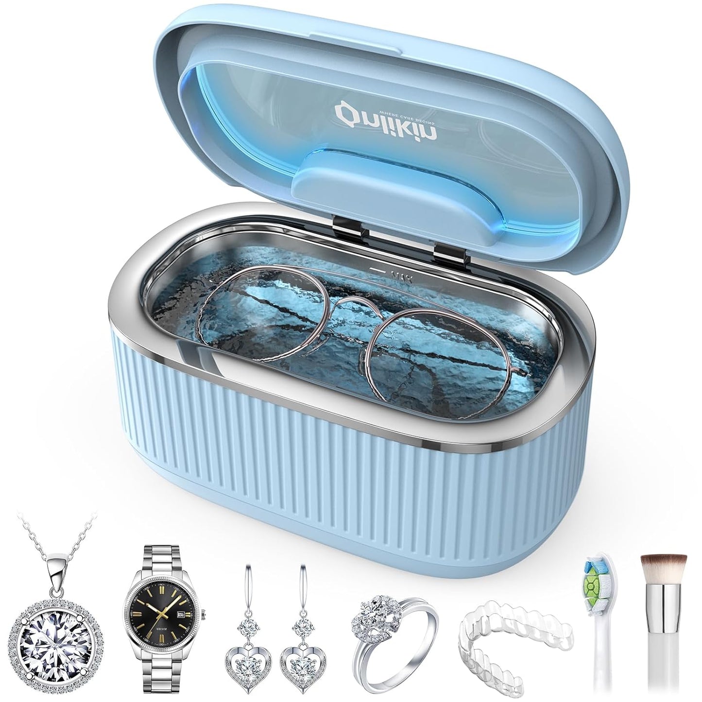 45KHz Ultrasonic Jewelry Cleaner for Rings, Eyeglasses, and More