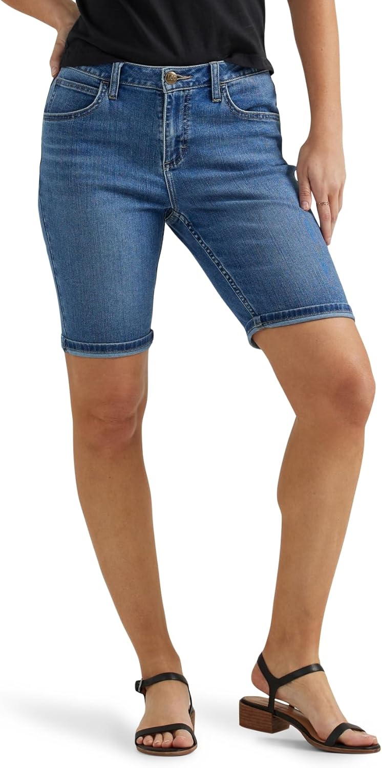 Lee Women's Legendary Rolled Denim Bermuda Shorts for Comfort