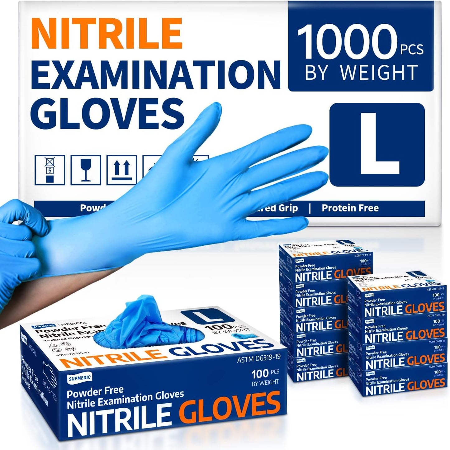1000 Pcs Latex-Free Nitrile Gloves by Supmedic