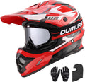DOT Adult ATV Dirt Bike Helmet with Goggles Gloves & Mask - Engine Red