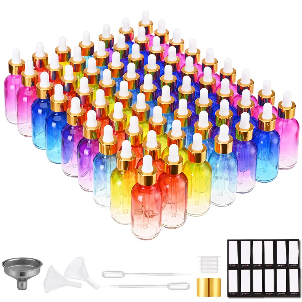 PrettyCare Glass Eye Dropper Bottles 2oz for Essential Oils