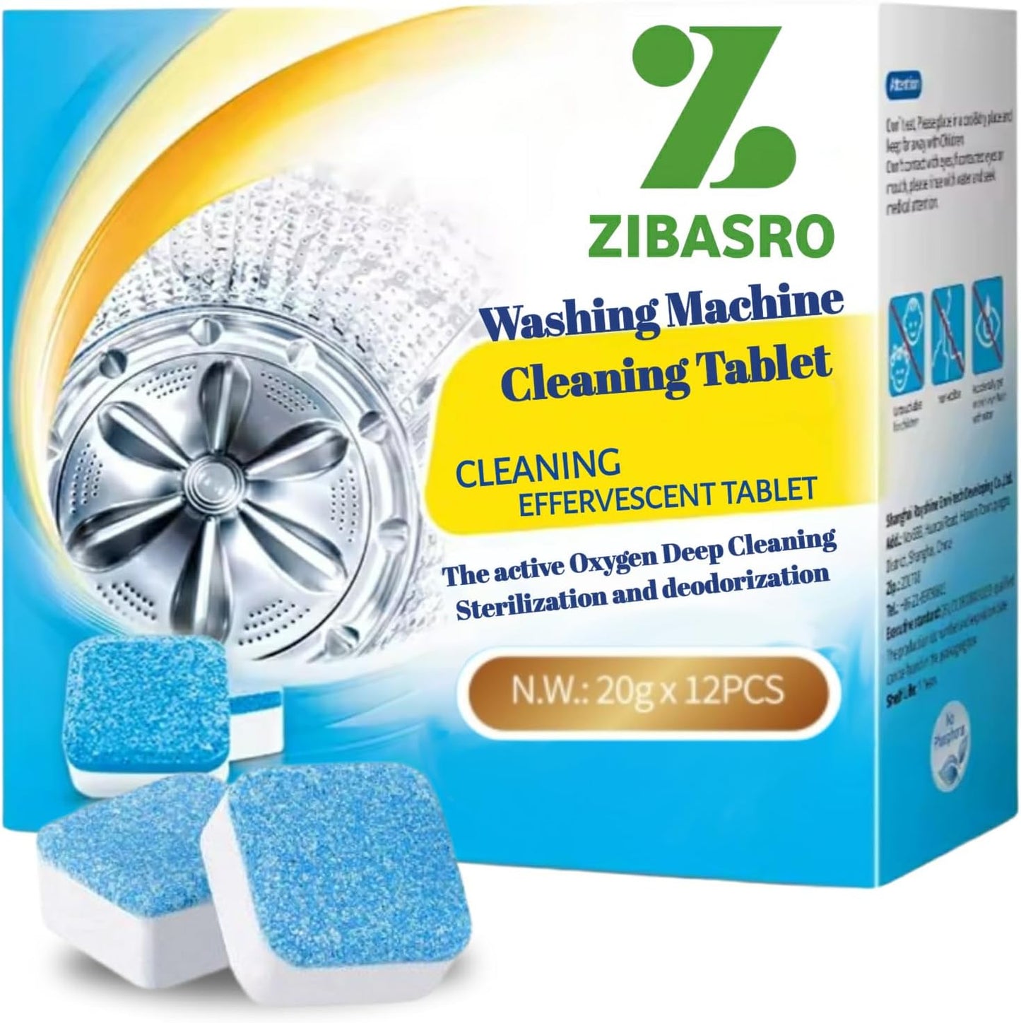 12 Pack Washer Cleaner Tablets - Sparkling Laundry Guaranteed
