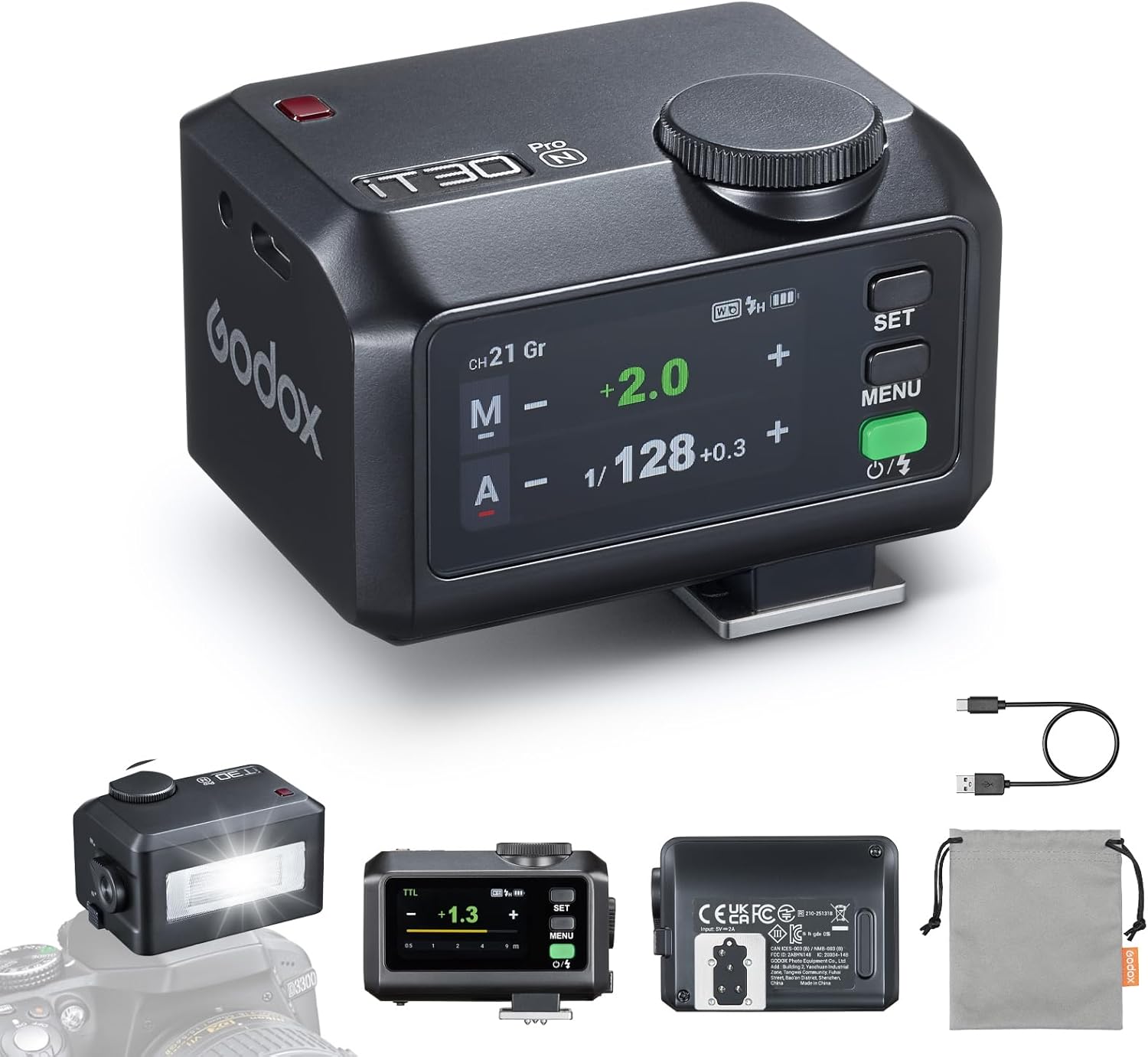 Godox iT30Pro N Mini Flash for Nikon with Touchscreen Control