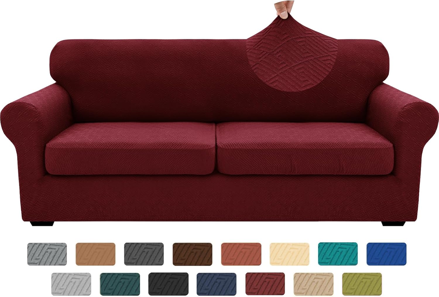 XINEAGE 3 Pieces Couch Covers for 2 Extra Large Cushions