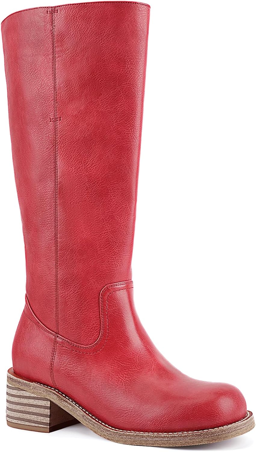 Stylish Square Toe Knee High Boots for Women with Chunky Heel