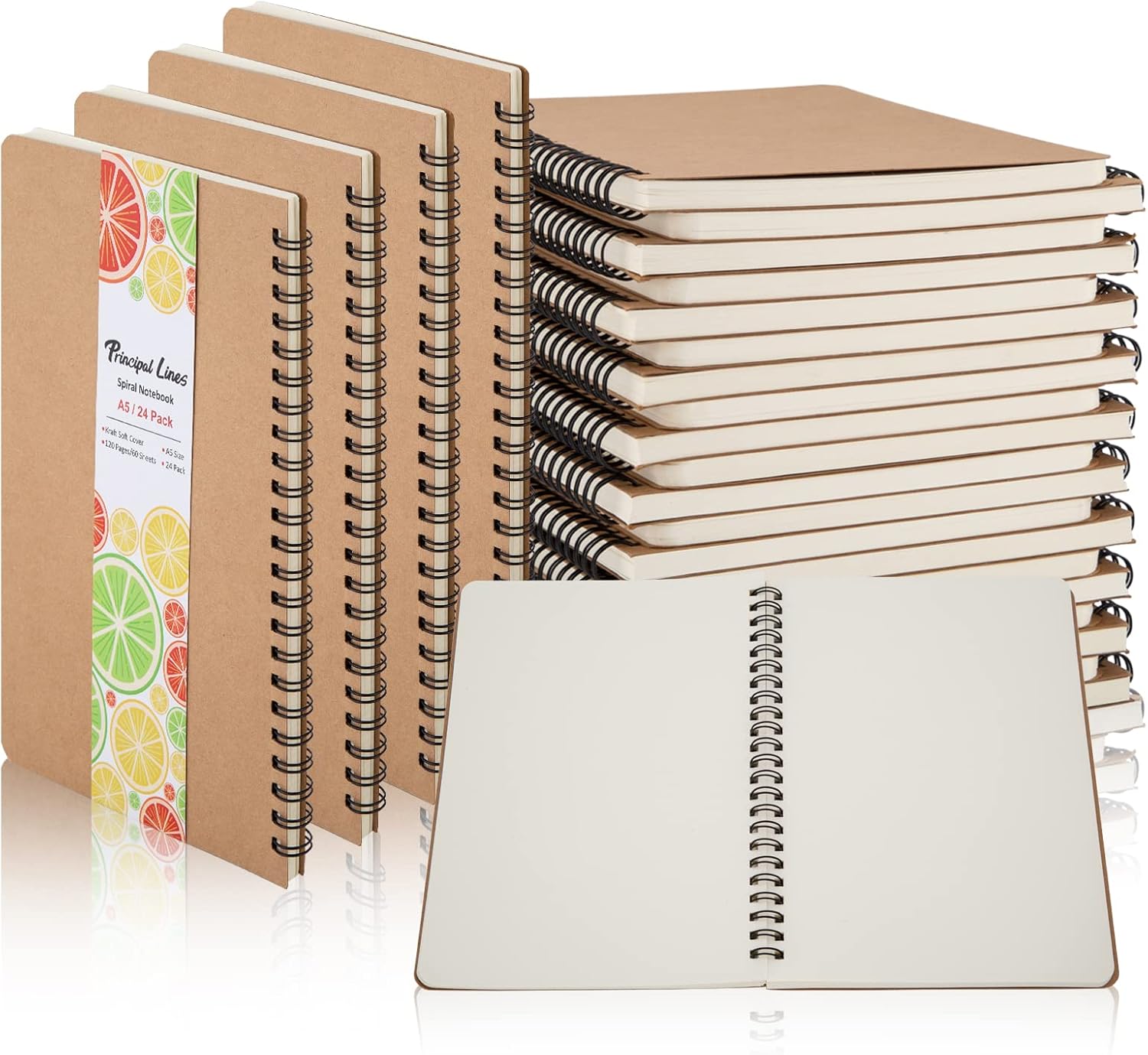 24 Pack A5 Spiral Notebook for Office, School, and Travel Use