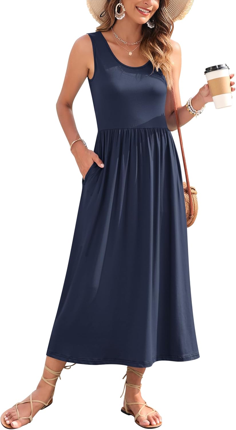 WNEEDU Women's Summer Maxi Dress for Beach Vacation Style