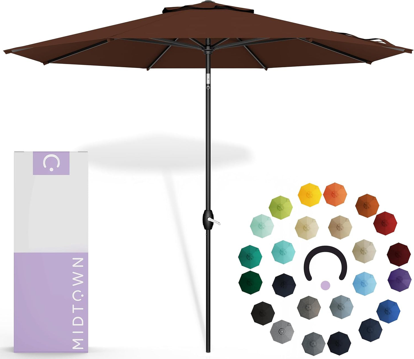 Midtown Umbrellas 9 Feet Outdoor Umbrella with Auto-Tilt Feature