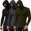 3 Pack Men's Sports Hoodies with Mask Compression (Style DFGR)