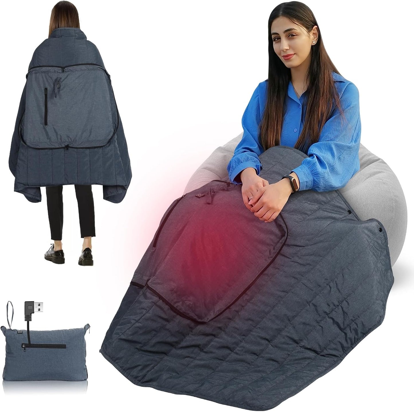 Cozy On-the-Go: USB Heated Blanket w/ 3 Heat Settings