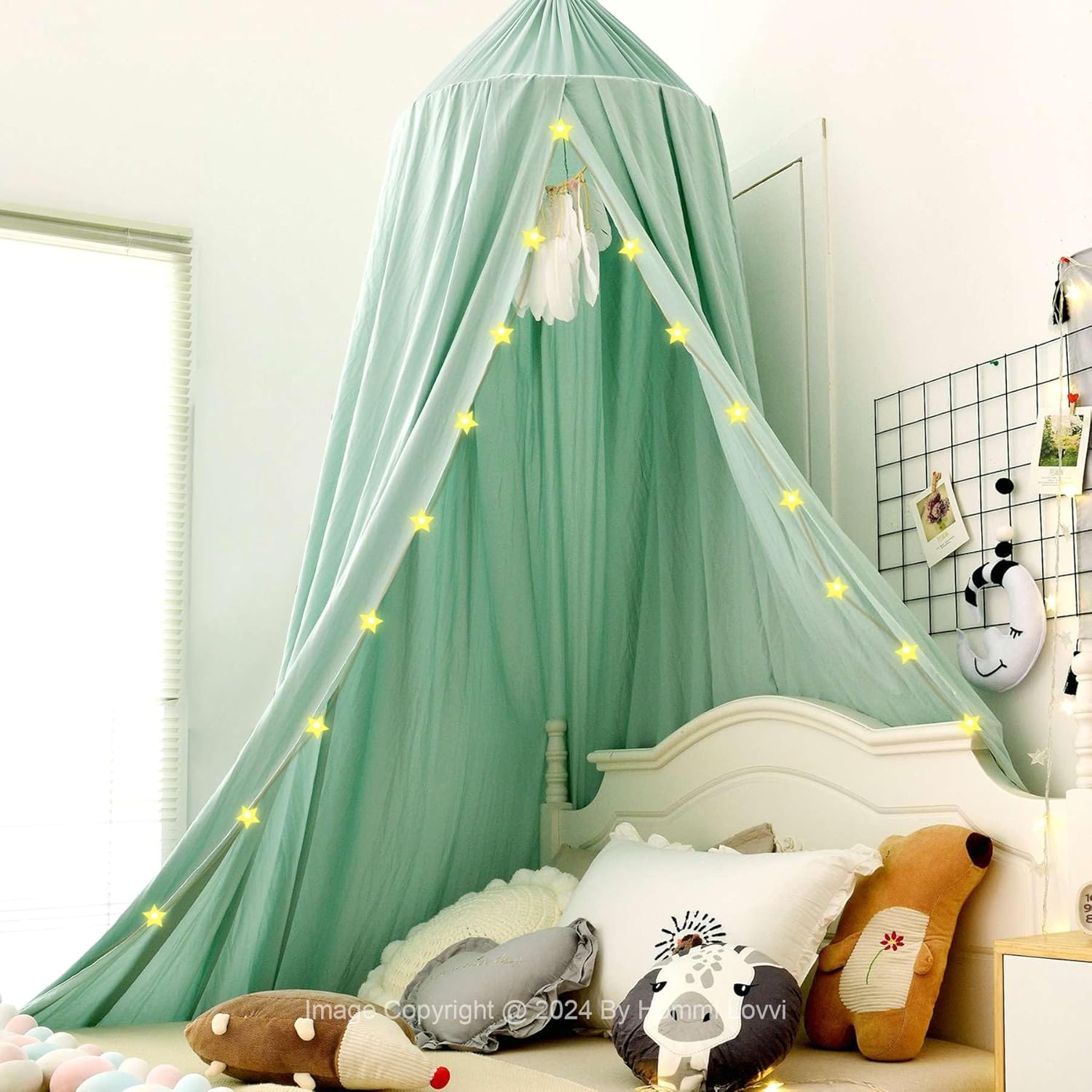 Girls' Green Princess Bed Canopy with Lights - Hommi Lovvi