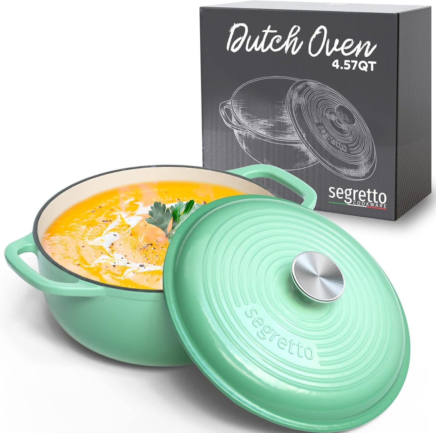 Enameled Cast Iron Dutch Oven with Handle for Versatile Cooking