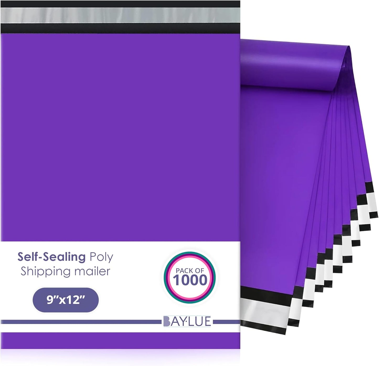 Purple Poly Mailers 9x12 Inch - Strong Adhesive Self-Seal Bags