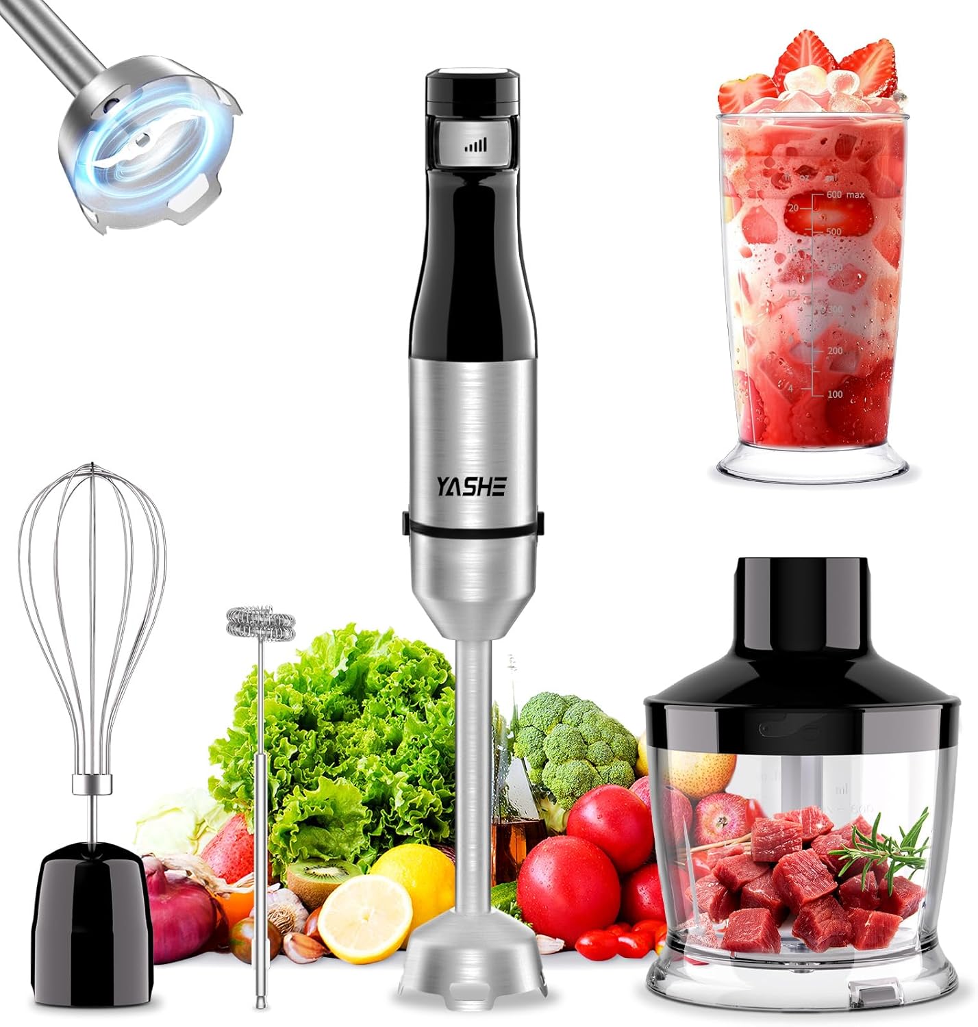 YASHE 5-in-1 Hand Blender: Powerful Motor, Variable Speed